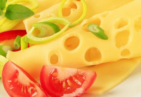 *** Yummy...*** - red, cheese, greens, yellow, food, tomatoes