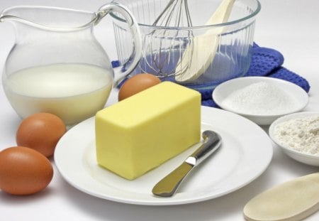 *** Bon apetit *** - tasty food, butter, cup, milk, breakfast