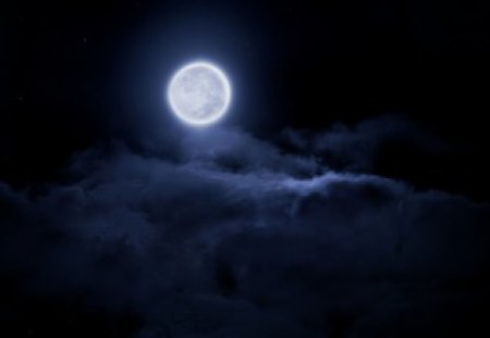 Moon - moon, night, sky, clouds