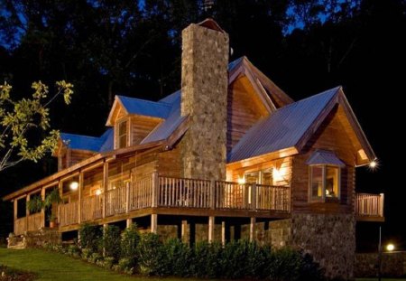 Beautiful Evening at Home - lights, night, houses, architecture, home