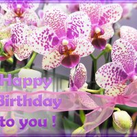 â™¥     â€â™¥â€ Orchid Birthday Card â€â™¥â€  â™¥