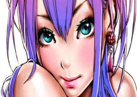 Sweet Inori - anime, sey, original, hot, girl, long hair, inori, sweet, pink lips, cute, purple hair, blue eyes