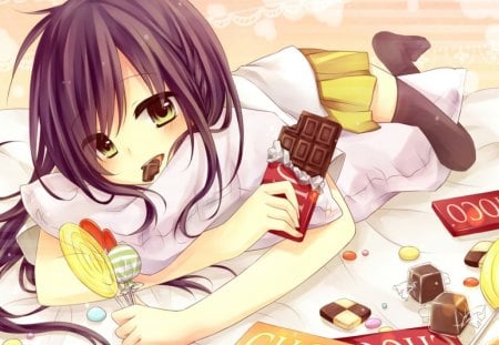 anime girl - anime, candy, amane kurumi, manga