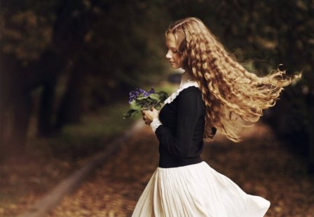 Fly ii - woman, hair, model, flower, fly