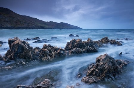 Blue - rock, ocean, rocks, blue