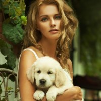 â™¥beautiful girl with a puppyâ™¥