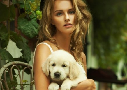 ♥beautiful girl with a puppy♥