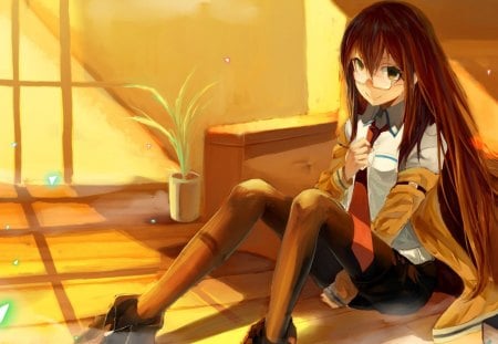 Anime girl - art, window, girl, sad, anime