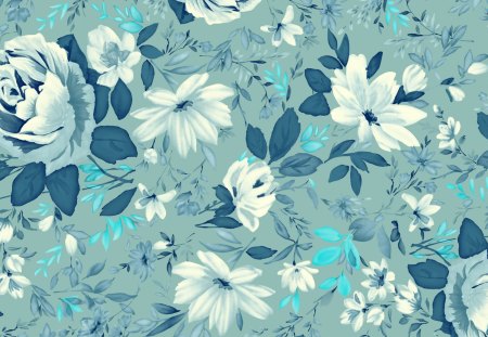 à²Œ.Blue Flowers Design.à²Œ - attractions in dreams, colorful, creative pre-made, collages, love four seasons, abstract, cool, most downloaded, blue dreams, blue, petals, curve, leaves, colors, flowers