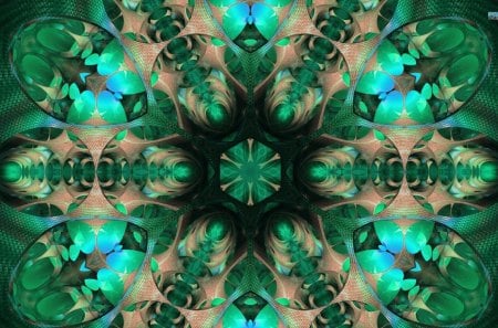 'Green Flowers Design' - attractions in dreams, designs, creative pre-made, collages, fractals, love four seasons, abstract, most downloaded, petals, green, curve, flowers, colors