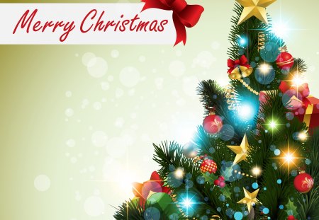 Merry Christmas - beauty, xmas, magic, christmas light, magic christmas, christmas decoration, pretty, ribbon, tree, light, lovely, christmas, christmas star, christmas tree, star, christmas eve, christmas balls, merry christmas, bow, red, christmas ball, beautiful, colors, decoration