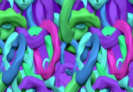 Entanglement - pattern, weird, worms, purple, tubes, blue, pink, 3d, entangled, green, tumblr, entanglement