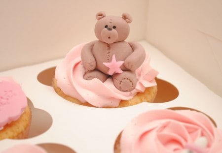 ♥Babyshower-cupcakes♥ - star, delicious, forever, love, yeddy bear, gentle, sweet, babyshower, soft, girly, tender, cupcakes