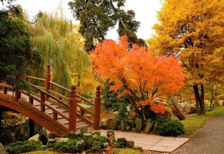 The nature of Poland - nice, sky, trees, peaceful, path, calm, pretty, alleys, bridge, garden, park, poland, lovely, willow, serenity, nature, beautiful, europe