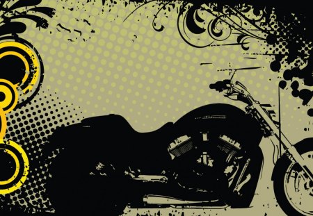 Urban Motorcycle - motorcycle, urban, circles, vines, vector, dark, grunge, bike, biker, swirls