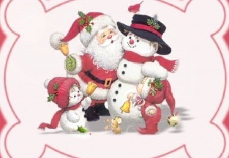 Santa and snowman - christmas, santa, december, noel, new year