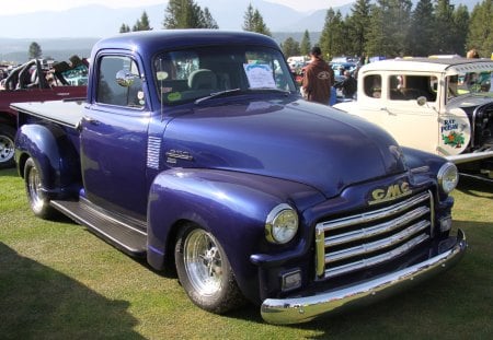 1954 GMC Truck - purple, headlights, gmc, truck, photography, tires, black