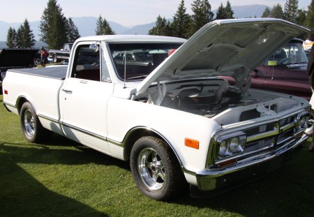 1967 C10 GMC Truck - white, headlights, gmc, truck, photography, tires, black