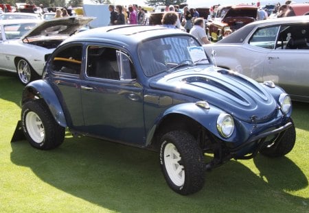 1968 Volkswagen - black, white, tires, blue navy, headlights, photography, Volkswagen