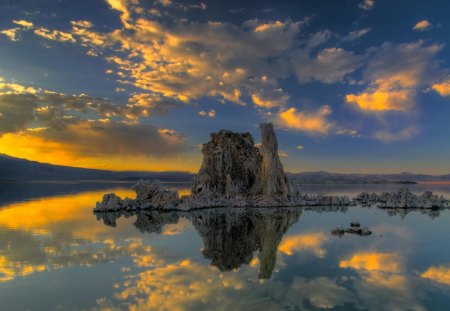 Sunset - nature, lake, sunset, reflection