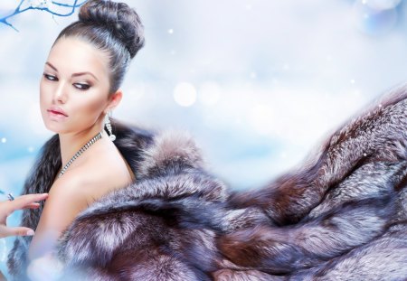 For the winter in a fur coat *** - Models Female & People Background