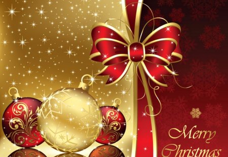 Merry Christmas - pretty, red ball, magic, christmas ball, christmas balls, red balls, golden ball, holidays, golden balls, holiday, red, magic christmas, ribbon, merry christmas, golden, xmas, ball, beautiful, balls, beauty, lovely, christmas, bow