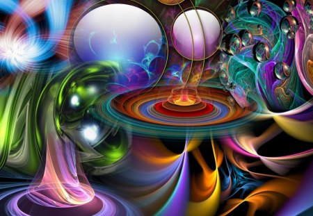 CAROUSSEL - bubble, abstract, rainbow, beautiful, sphere, photoshop, color