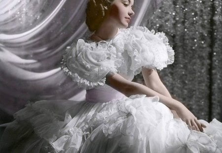 Princess in White - transparent, white, beautiful, curtains, dress, veils