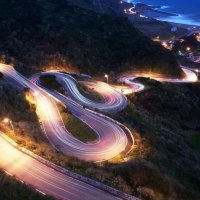 snake hill road in lights down to the beach