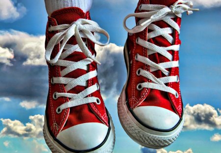 chuck taylors in the clouds - sneakers, fantasy, converse, clouds