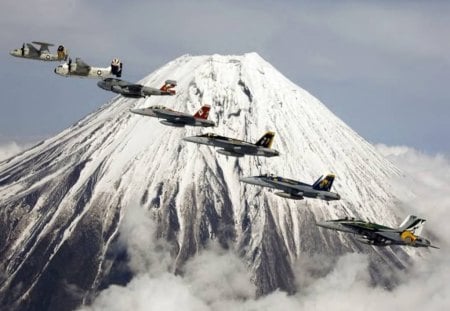 Flight - aircraft, sky, mountain, clouds