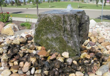 Rock Fountains - black, grey, fountains, beige, green, photography, rocks, Fields