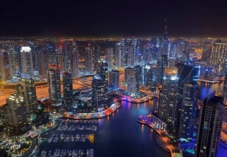 aerial view of dubai - awesome, skyscrapers, architecture, dubai