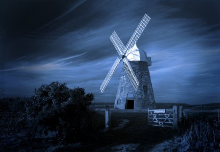 Halnaker Moonlight - west sussex, sussex, halnaker, windmill, moonlight