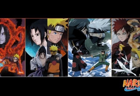 Naruto Shippuden - anime, sasuke, guy, shinobi, gaara, uchiha sasuke, black background, naruto, kabuto, naruto uzumaki, kisame, uzumaki naruto, sasuke uchiha, itachi, deidara, naruto shippuden, orochimaru, kakashi