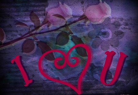 â™¥    ... I â™¥ U...     â™¥ - love, roses, heart, mind teaser, graffiti, i love you, abstract, wall, friendship