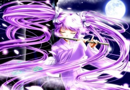 Fluter - flute, girl, beautiful, pink hair, anime