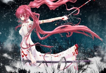 Bloody Assasin - assasin, girl, anime, bloody, sword, red hair