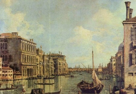 Canaletto - Veduta del Canale Grande in the direction of the port of San Marco - boats, water, eighteenth century, venice