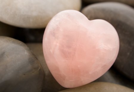 Pink quartz crystal heart - stone, love, crystal, pink, heart, quartz