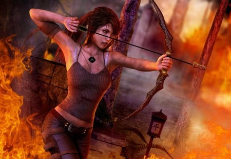 Lara Croft - game, warrior, archer, tomb raider, bow, arrow