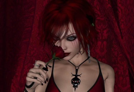 Gothic - redhead, dark, hot, red, beautiful, rose, gothic