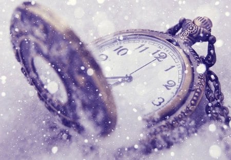 Snow Time - winter, watch, snow, makro