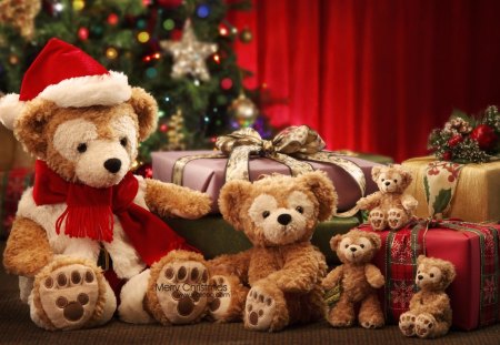 â™¥.Xmas in Disneyland.â™¥ - greetings, bears, photography, parcel, curtain, creative pre-made, decorations, family, holiday, ornaments, cute, gifts, celebrations, xmas and new year, toys, crafts, jolly, christmas, christmas tree, love four seasons, abstract, happy