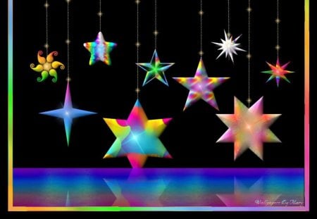 Rainbow Christmas Stars - stars, holidays, water, winter, ornaments, christmas