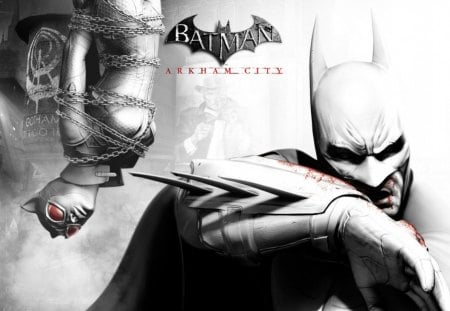 Batman and Catwoman in Batman Arkham City - arkham city, batman, game, catwoman