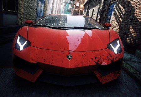 Lamborghini Aventador NFS Most Wanted 2012 - nfs most wanted, supercar, lamborghini aventador, red