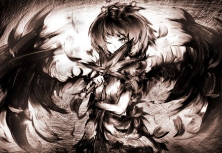 Shameimaru Aya - touhou, dark, game, wall, anime, novel, new, yoshiko