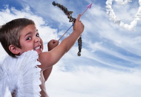 Cupido - cupido, sky, heart, boy, blue