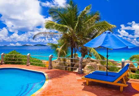 Beautiful Place - summer, beach, palm, sea